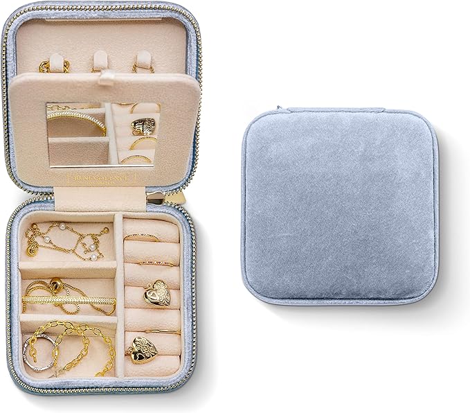 Benevolence LA Plush Velvet Jewelry Box | Travel Jewelry Case Organizer with Mirror | Featured in Oprah's Favorite Things | B