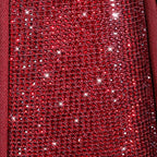 CAR PASS Bling Diamond Burgundy Leather Car Seat Covers for 2 Front Seats Protector, Waterproof Shining Glitter Sparkly Cryst