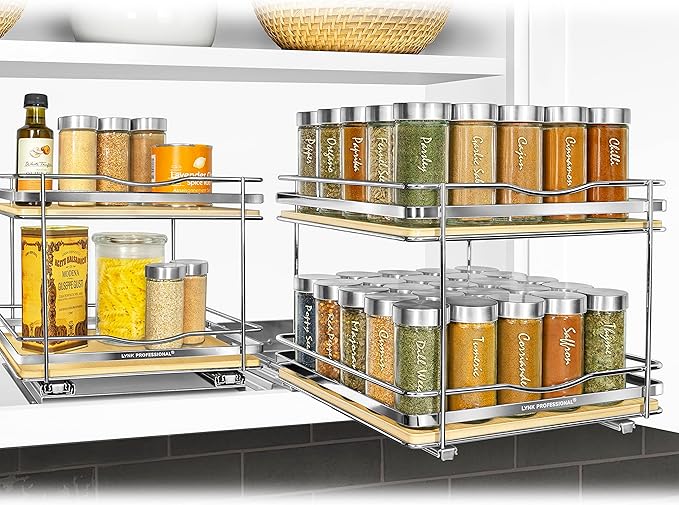 LYNK PROFESSIONAL® Élite™ Pull Out Spice Organization for Cabinets - 10-3/8 inch Wide – Spice Rack for Inside Cabinets – Wood