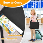 2Pcs Kids Travel Tray for Toddler Carseat, Road Trip Activities Essentials for Toddler, Kids Lap Desk Tray with Tablet Holder Stand ＆ Dry Erase Board (Black-2Pcs)