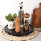 Round Decorative Tray Wood Bathroom Counter Organizer Farmhouse Kitchen Decor Wooden Riser for Soap Dish, Perfume, Candle, Sp
