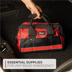 Thrive Car Emergency Kit & Roadside Emergency Car Kit - 104-Piece Set, Red Canvas Bag, Universal Fit - Jumper Cables, Escape 