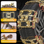 Tire Chains, Snow Chains, Anti-slip Tire Chains for Cars SUVs Pickup Trucks Adjustable Emergency Transaction Chains for Ice S