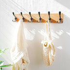 Dseap Coat Rack Wall Mounted - 24" Long 6 Tri Hooks, Heavy Duty Wooden Wall Coat Hanger Coat Hook for Clothes Hat Jacket Clot