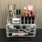 Ikee Design Acrylic Makeup Organizer with 4 Drawers and Removable Top Lipstick Holders, Ideal for Make-up or Accessories,Enha