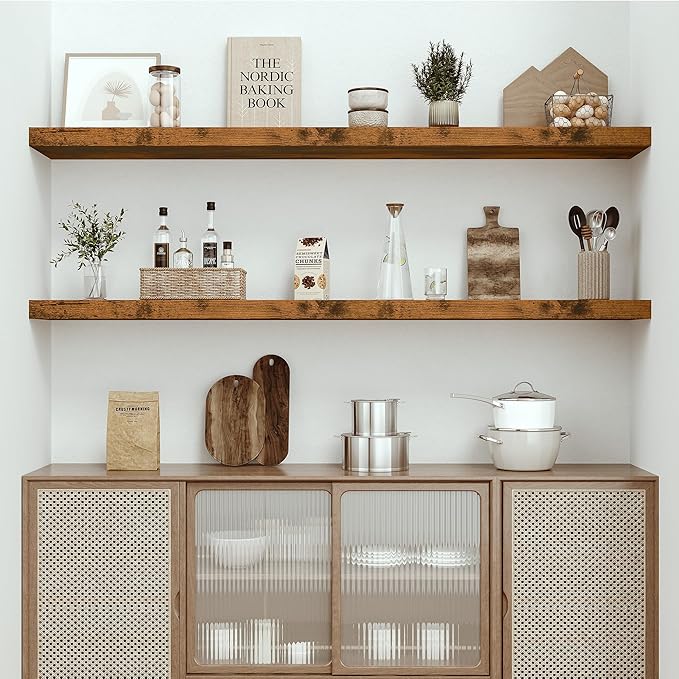 Vivelove 55 inches Long Floating Shelves for Wall, Extra Deeper & Thicker Storage Shelf for Living Room, Kitchen, Farmhouse,W