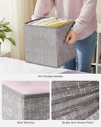 SONGMICS Storage Cubes, 11-Inch Non-Woven Fabric Bins with Double Handles, Set of 6, Closet Organizers for Shelves, Foldable,