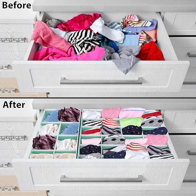 Simple Houseware 4-Pack Drawer Organizer Set - Closet Dividers for Underwear, Socks, Bras, Scarves, Ties - Foldable Non-Woven