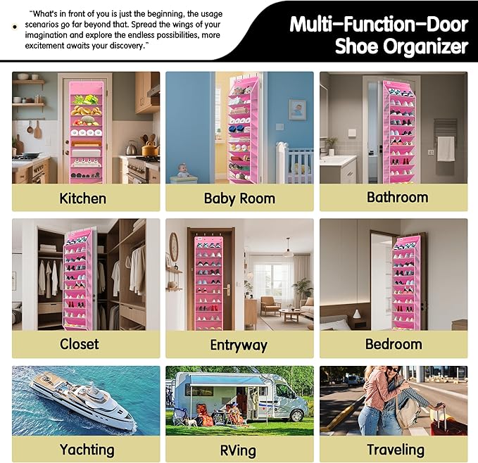 Kotkn 10 Tier Over The Door Organizer - Heavy Duty Hanging Storage Rack with Sturdy Oxford Fabric, Holds 20+ Pairs of Footwea