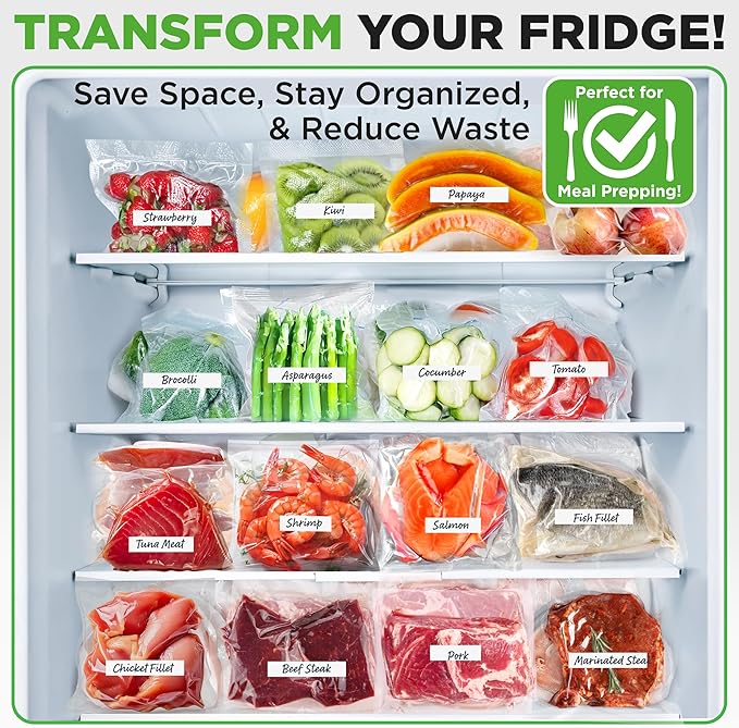 NutriChef Vacuum Sealer Bags 11x50 Rolls 2 pack for Food Saver, Seal a Meal, NutriChef, Weston. Commercial Grade, BPA Free, H