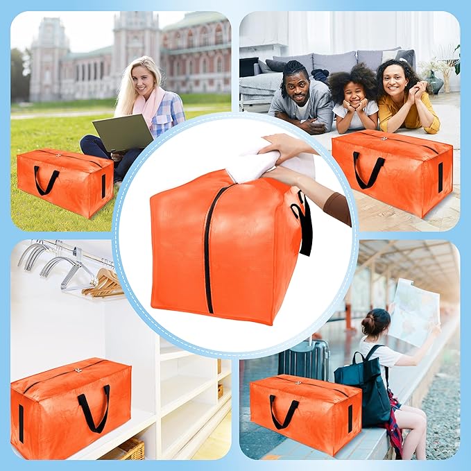 HOMESURE 8 Pack Large Strong Moving Bags with Zippers & Carrying Handles - Water-Resistant - Heavy Duty Storage Tote for Spac