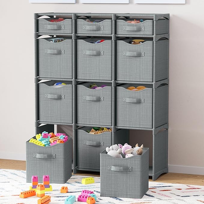 Cube Storage Organizer with Storage Bins Included - The Perfect Closet Organizers and Storage Solution. Includes 12 Storage C
