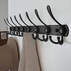 Dseap Coat Rack Wall Mount - 29.5” Long 8-Tri-Hooks Heavy Duty Coat Hanger Rail Wall Hooks for Hanging Coats Hats Clothing Cl