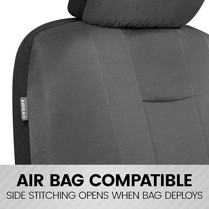 carXS Seat Covers for Cars, Solid Gray Two-Tone Car Seat Covers with Matching Back Seat Cover, Made to Fit Most Auto Truck Va