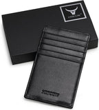 HISCOW Car Sun Visor Card Holder with Elastic Band Fastener - Italian Calfskin (Black)