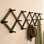 SKOLOO Accordion Wall Hanger with 16 Hooks, Modern Expandable Coat Rack Hat Rack for Wall, Solid Wooden, Dark Walnut Color