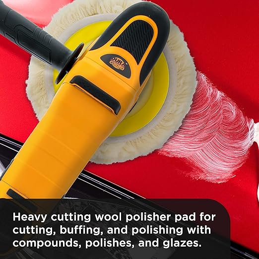 Dura-Gold 3 Pack of 8 100% Wool Hook & Loop Grip Buffing Pads with a 7" Flexible Edge Backing Plate - Compound Cutting, Polishing - Fits Auto Car Detailing Polisher Sanders - Paint, Boat