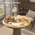24 Inch Extra Large Lazy Susan Turntable - Premium Solid Oak Wood & Iron | Rustic Farmhouse Rotating Tray for Dining Table, K