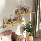 Deep Floating Shelves Wall Mounted, 36"x12" Oak Wall Shelves with Brackets Set of 2 for Bedroom, Living Room, Bathroom, Kitch