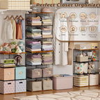 Wire Cube Closet Organizer and Storage Shelf with Extra Woodtop, 11.8“ Sturdy 6 Cube Storage Organizer Shelf, Modular Cubby S