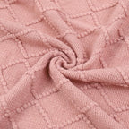 BATTILO HOME Blush Throw Blanket with Tassels, Pink Knit Blanket for Home Decor, Boho Style Textured Knitted Decorative Twin 