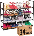 Sundaze Shoe Rack - 4 Tier Shoe Rack for Front Door Entrance, Sturdy Long Shoe Organizer for Closet, Bedroom, Entryway, Garag