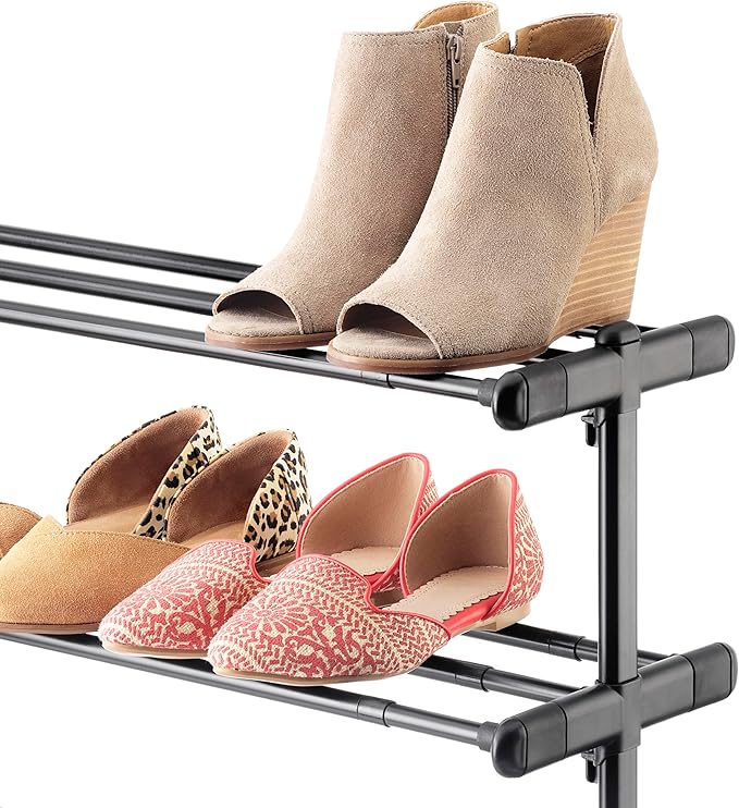 Whitmor 4 Tier Adjustable Shoe Rack - Organizer for 24 Pairs, Easy Assembly, Entryway