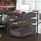 Simple Houseware Stackable 3 Tier Sliding Basket Organizer Drawer, Bronze