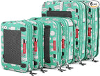 LeanTravel Premium Compression Packing Cubes for Travel - Suitcase Organizer Bags with Double Zipper & Breathable Mesh Panel 