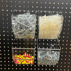Clear Acrylic Pegboard Bins, 4-Pack, Snap-On Storage Cups for Standard Pegboard, Garage Workbench Organizer for Screws, Nails