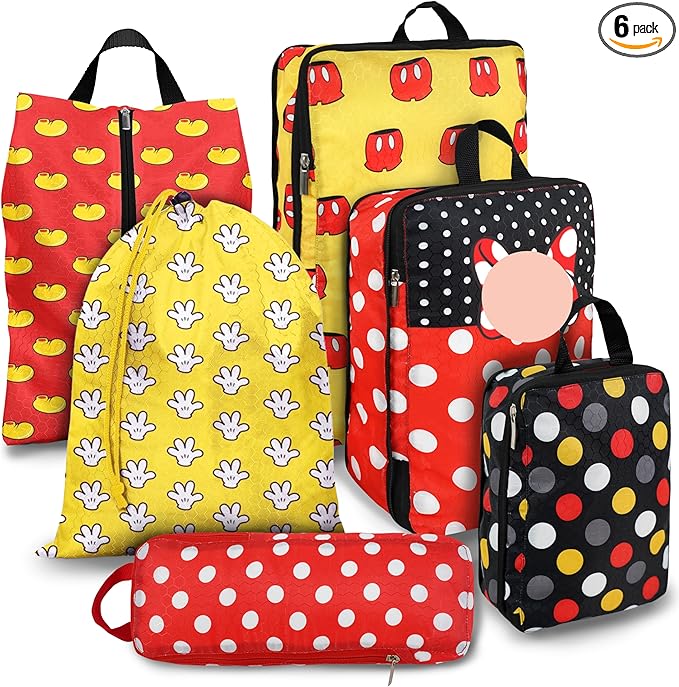 Compression Packing Cubes for Travel, 6 Set Red Dots Luggage Organizer, Lightweight Waterproof Expandable/Compression Bags Sm