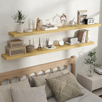 Fun Memories Rustic Wood Floating Shelves for Wall, Space-Saving Wall Mounted Shelves for Bathroom, Bedroom, Living Room and 