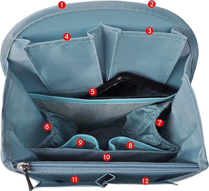 Vercord Backpack Organizer Insert Liner Hanging Travel Bag in Bag with Many Pockets