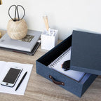 Bigso Oskar Canvas Fiberboard Document Letter Box - File Organizer Box for Important Paperwork - Document Storage with a Lid 