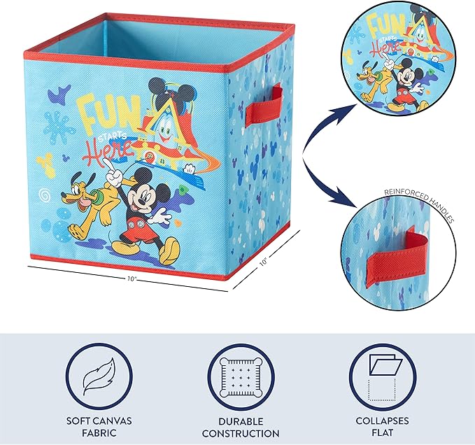 Nickelodeon Baby Shark Set of Two Spacious Collpasible Storage Cubes, 10"x10"