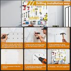 Peg Board, Total 32” x 32”, 68PCS Heavy Duty Metal Pegboard with Hooks, 4 Pack White Peg Board Panels, 50lbs Load Capacity Ea