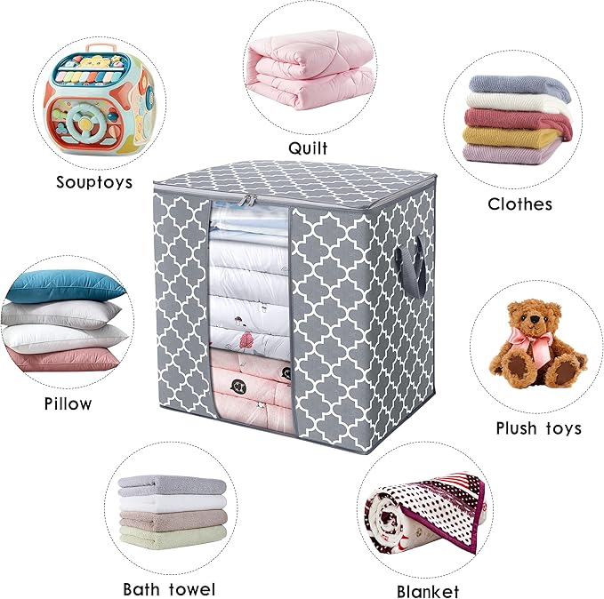 WISELIFE Storage Bags 8 Pack/100L Large Blanket Clothes Organization and Storage Containers for Comforters,Bedding, Foldable 