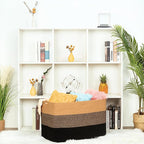 MINTWOOD Design 112L Extra Large Blanket Basket Holder Living Room, 25"x17"x16" Rectangle Rope Woven Storage Basket with Hand