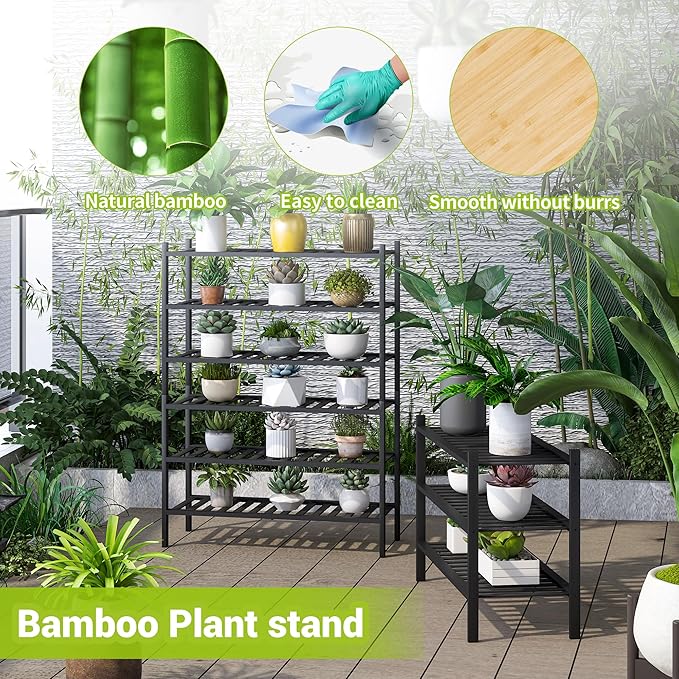 BMOSU 3-Tier Bamboo Shoe Rack Premium Stackable Shoe Shelf Storage Organizer for Hallway Closet Living Room Entryway Organize