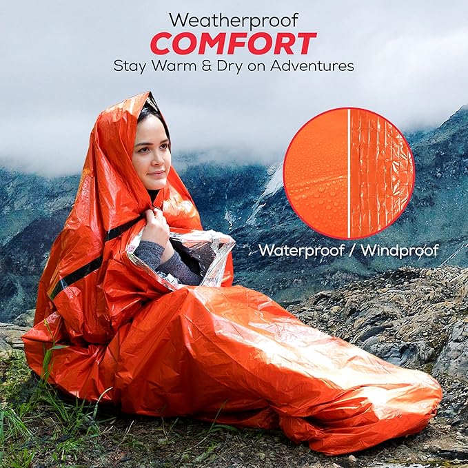 Emergency Sleeping Bag for Survival Gear and Supplies Life Bivy Sack Waterproof Mylar Emergency Blankets for Survival Kit Car