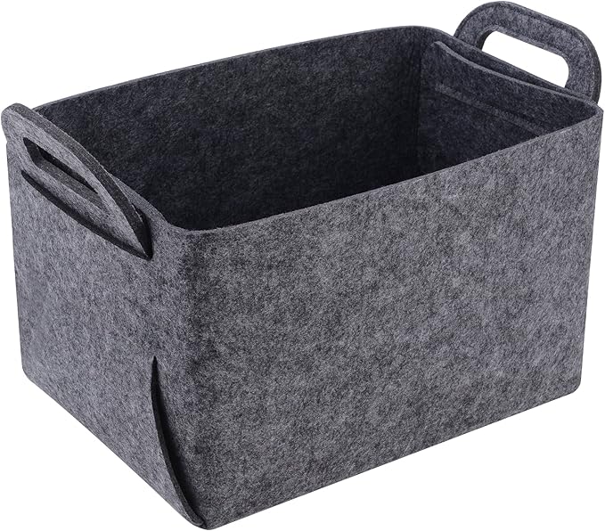 Minoisome Storage Basket Felt Storage Bin Collapsible& Convenient Box Organizer with Carry Handles for Office Bedroom Closet 
