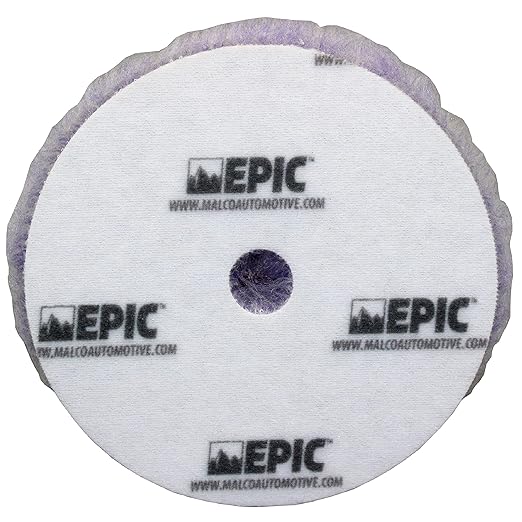 Malco Epic Purple Wool Heavy Duty Pad 6.25 inch – Orbital Polishing Pad for P1500 Sand Scratches/Use with Malco Epic Heavy-Duty Compound (109032) / Swirl-Free and Dust-Free Finish (840004)