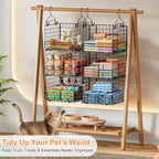Sonyabecca 3-Tier Hanging Closet Organizer, Foldable Cabinet Wire Storage Basket Bins with 5 S Hooks, Closet Shelves & Hangin