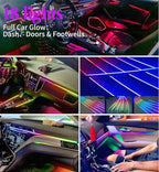 Acrylic Interior Car LED Strip Lights, Dreamcolor 18-in-1 Car Ambient Lighting Kit, with APP Control, 622 LED Fiber Optic Strip Lights for Cars, Supports Neon Sync with Music DIY Mode.