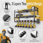 3 Shelf 7 Drill Holder Power Tool Organizer Wall Mount, Tool Storage Rack for Garage, Pegboard, Workshop walls | Compatible f