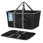 CleverMade Collapsible Laundry Tote 2-Pack (50L) – Foldable Carry-All Storage Bin for Laundry, Car Trunk, RV, Dorm & Home Org