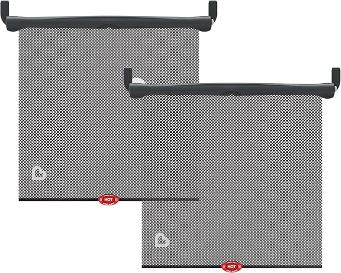 Munchkin Brica Sun Safety Car Window Shade with Heat Alert, Helps Block UVA/UVB Rays, 2 Pack, Black
