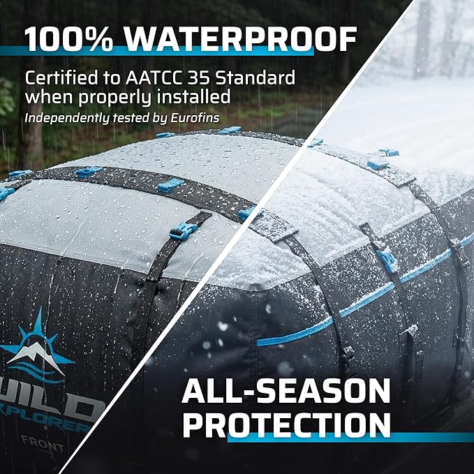 Rooftop Cargo Carrier - 15 Cubic Feet (L), Waterproof Soft Shell Car Roof Cargo Carrier, Heavy Duty Car Top Luggage Cargo Bag with Patented Door Hooks and Non-Slip Mat