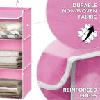 Simple Houseware 3-Shelf Hanging Closet Organizer, Fabric Storage Shelves with 57L Capacity, Pink