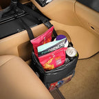 KMMOTORS Aladdin Car Trash Can Small with Mesh Pocket, Hanging Trash bin for car, Garbage Can with Trash Bags, Foldable car Trash can with Bag(Small Without Lid)